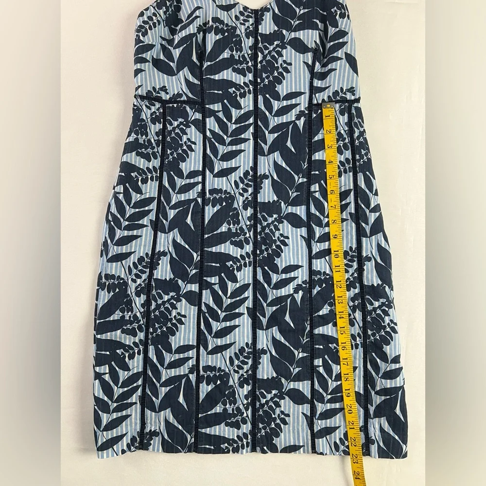 Banana Republic Cotton Sheath Blue & White Stripe with Leaves Pattern Sundress - Picture 12 of 16